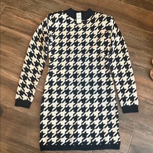 Express Black and White Houndstooth Sweater Dress